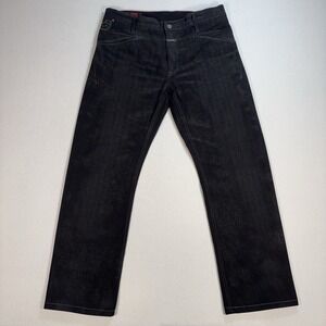 Marithe Francois Girbaud Pants Men 35x29 Black Herringbone Stretch Made in Italy